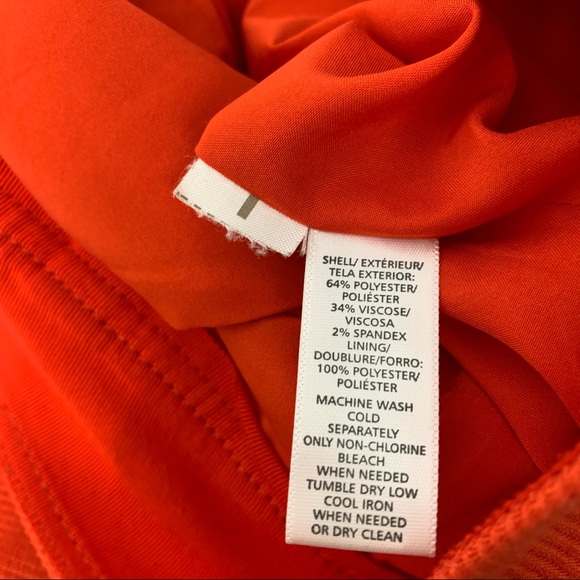 LOFT Ann Taylor Solid Orange Slit Front Cross Weave Lined Mini Skirt Size 2 - Picture 12 of 16